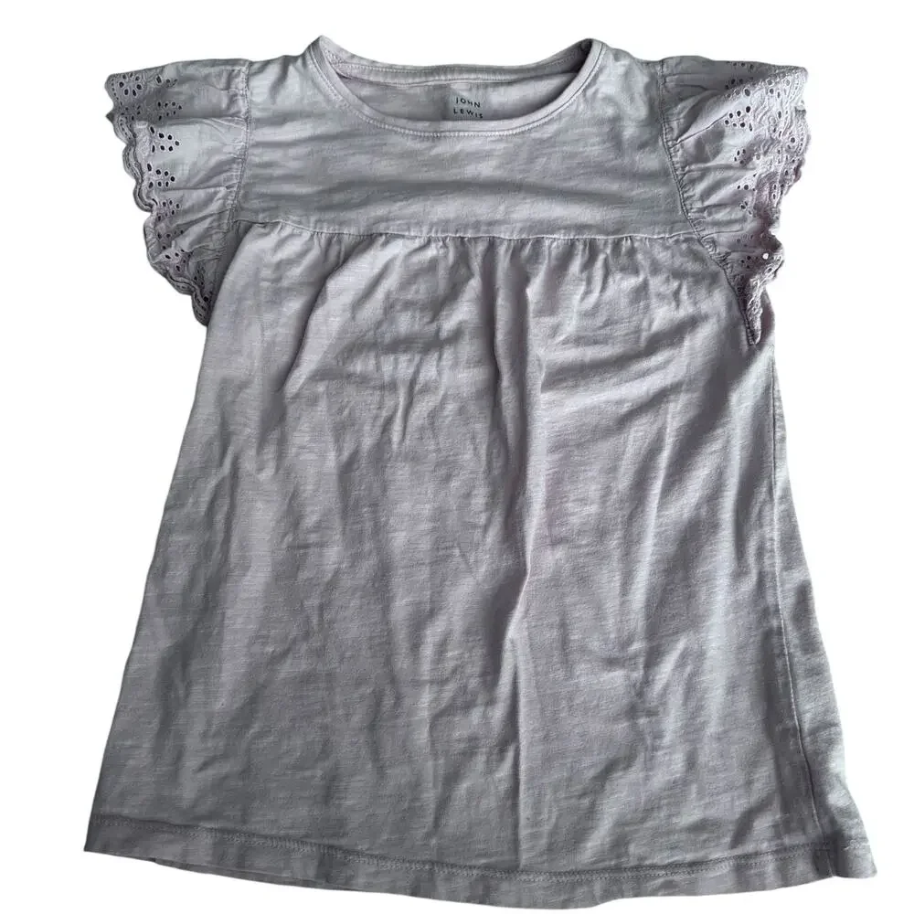 John Lewis Pink Eyelet Short Sleeve T-Shirt - Size 10